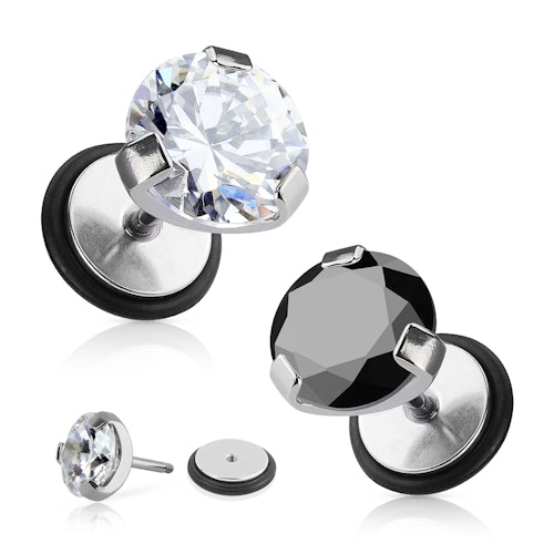 Fakeplugg med kloinfattad stor cubic zirconia