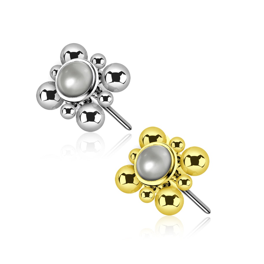 Threadless topp i titanium - 2.5mm pärla och bollar i olika storlekar