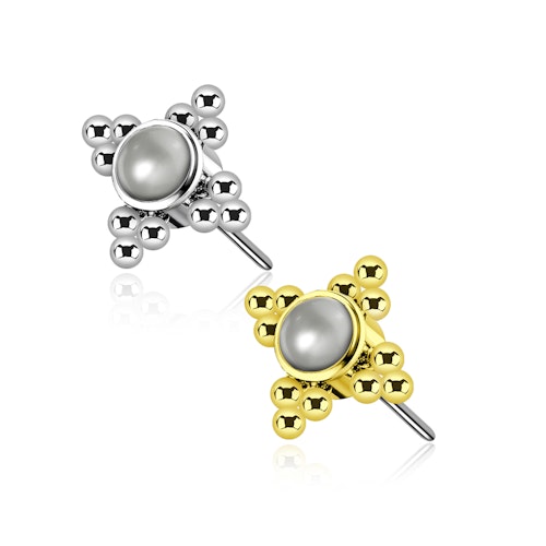 Threadless topp i titanium - 2.5mm pärla och bollar i kluster
