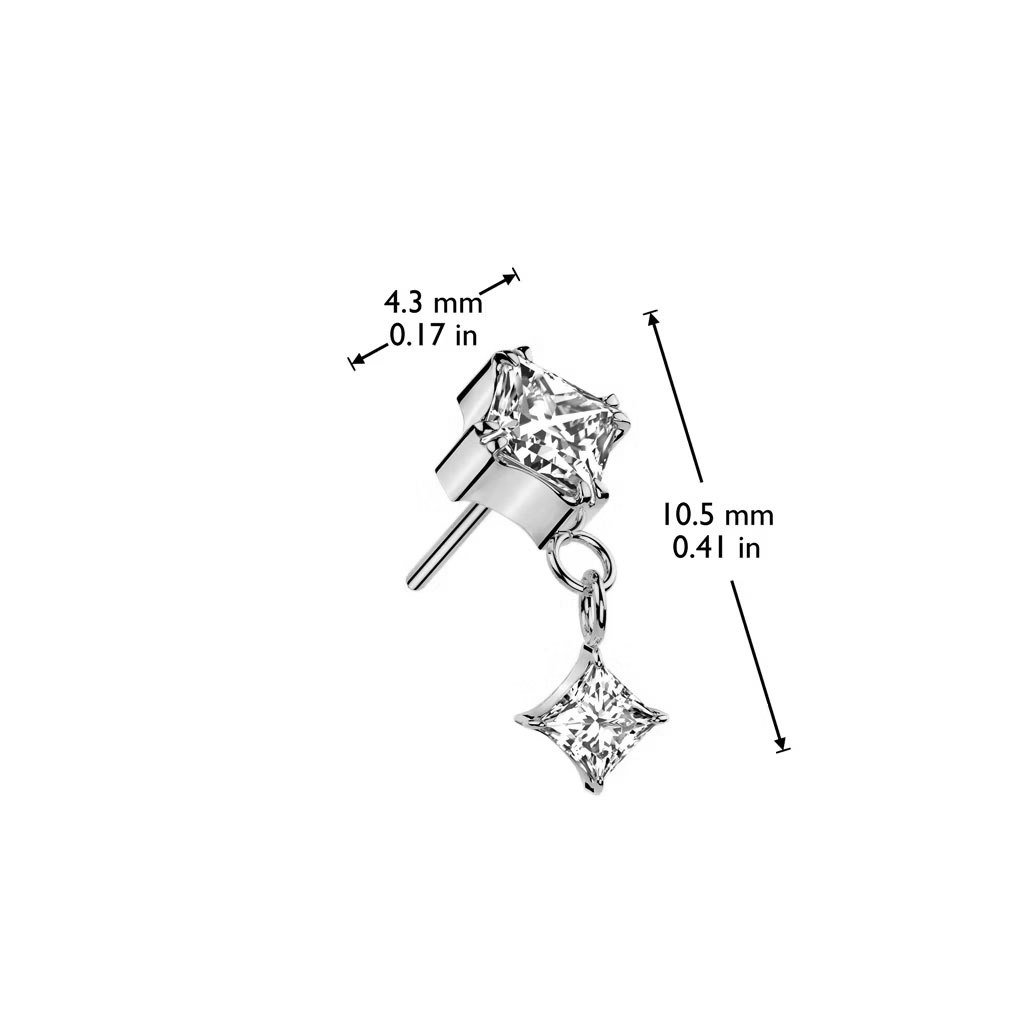 Threadless topp i titanium - Diamantslipad CZ med diamantslipad CZ i hänge