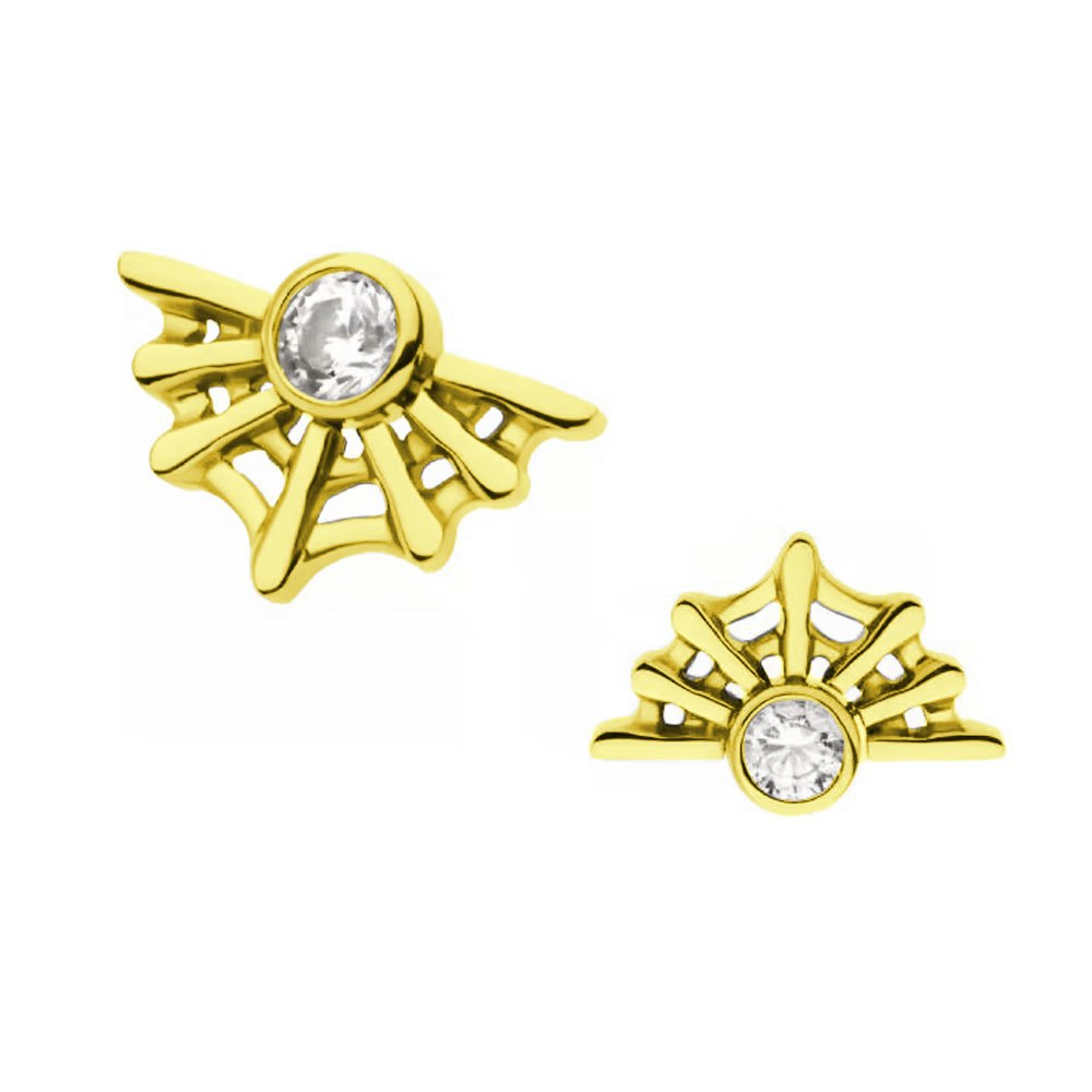 Titanium topp 0.9mm - Spindelnät med cubic zirconia guld PVD