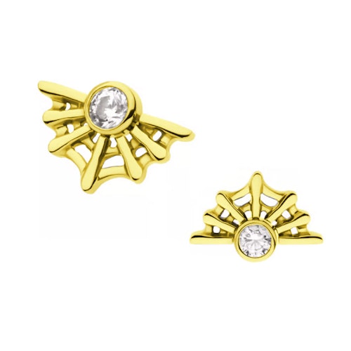 Titanium topp 0.9mm - Spindelnät med cubic zirconia guld PVD