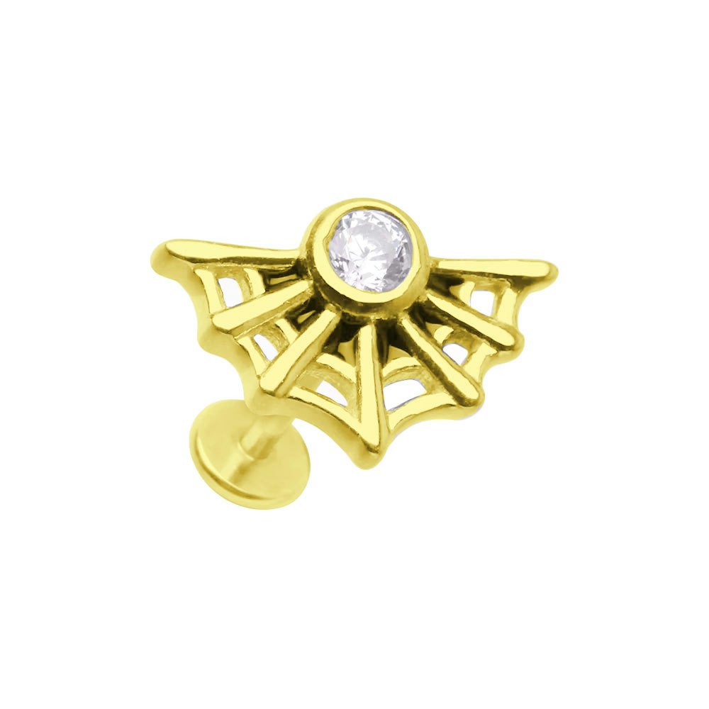 Titanium topp 0.9mm - Spindelnät med cubic zirconia guld PVD