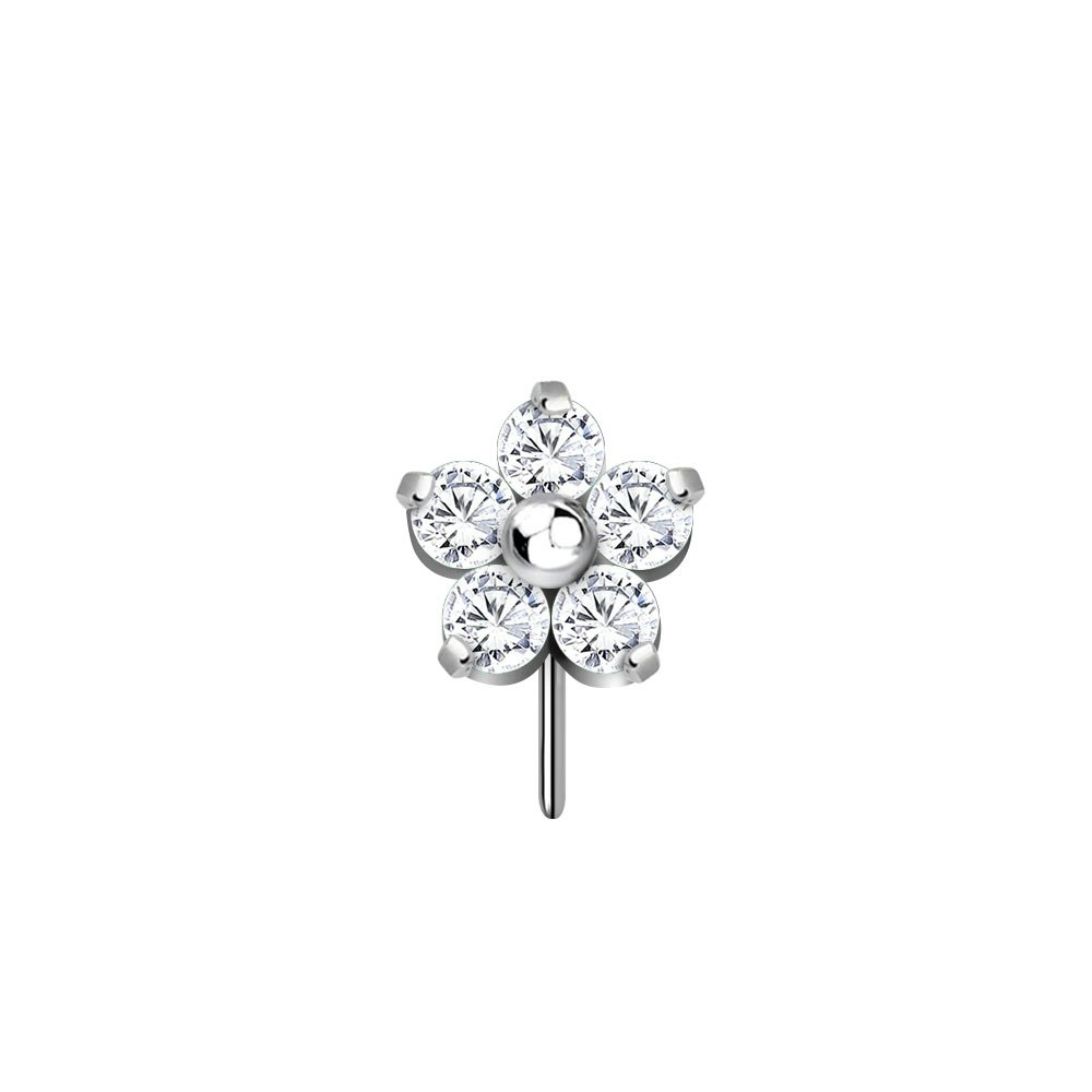 Threadless topp i titanium - blomma med CZ