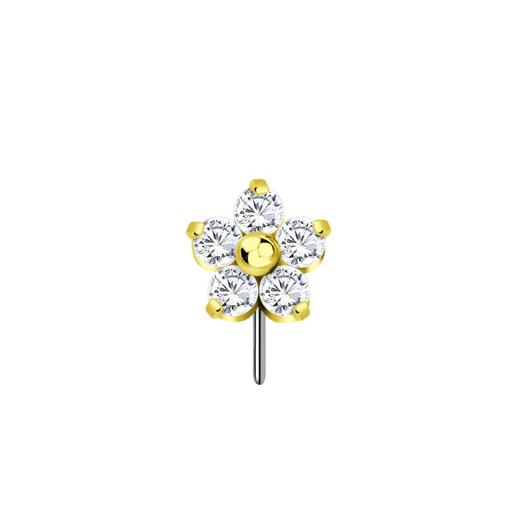 Threadless topp i titanium - blomma med CZ