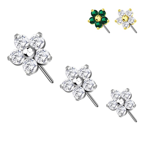 Threadless topp i titanium - blomma med CZ