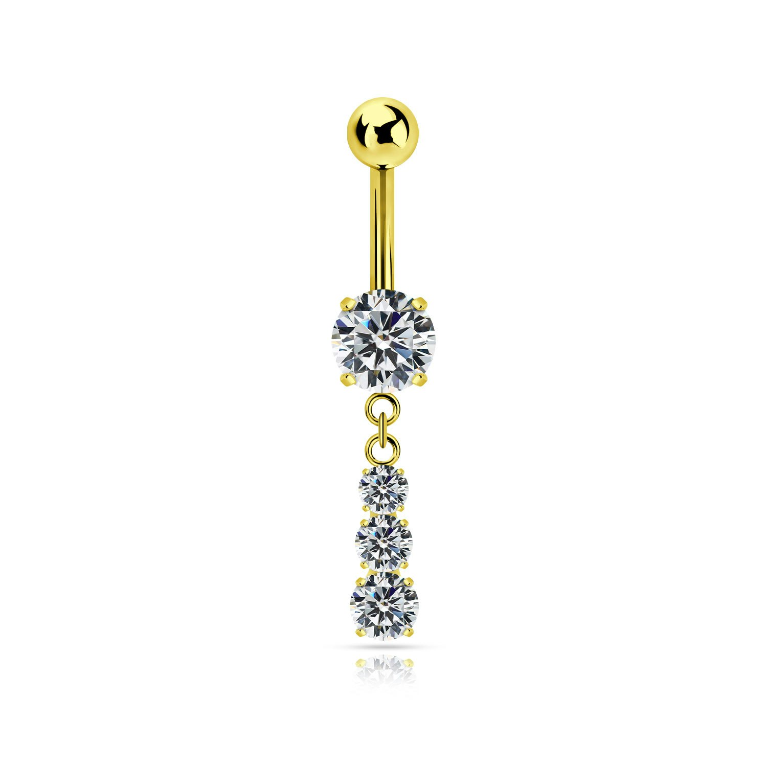 Navelsmycke i titanium - Hänge med trippel cubic zirconia