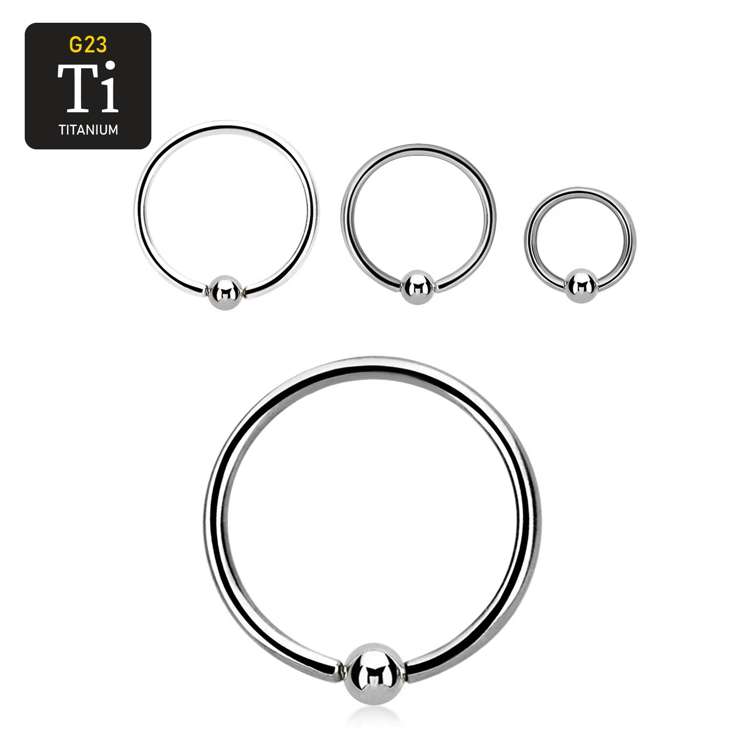 Titanium ring med kulstängning / BCR 1.2mm med 3mm kula