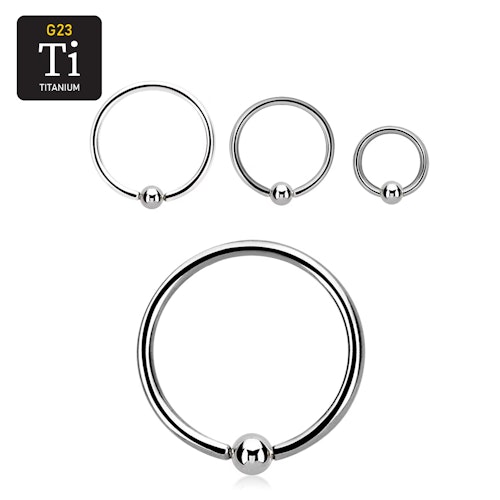 Titanium ring med kulstängning / BCR 1.2mm med 3mm kula