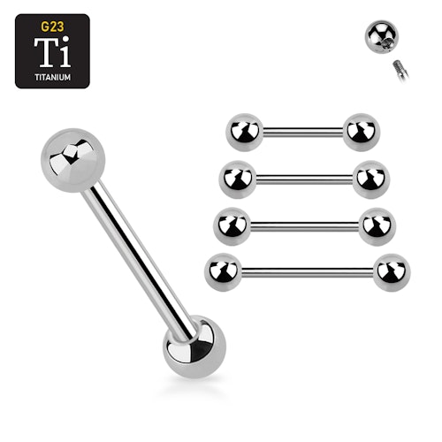 Titanium Barbell utvändigt gängad 1.6mm med 4mm kulor