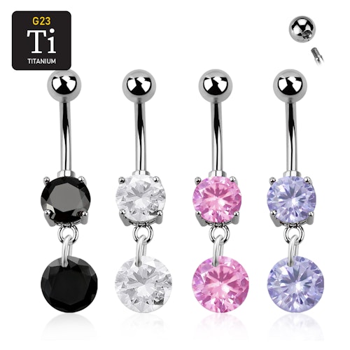 Titanium navelsmycke med cubic zirconia
