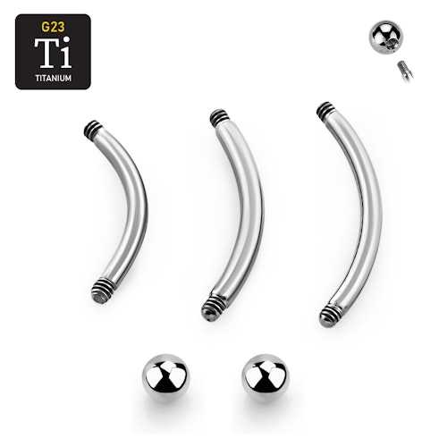 Titanium banana 1.2mm - 3 olika längder läksmycken för ögonbrynspiercing