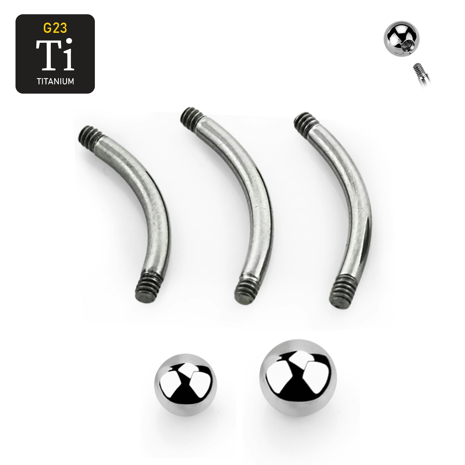 Titanium banana 1.6mm 3 olika längder - läksmycken för navelpiercing