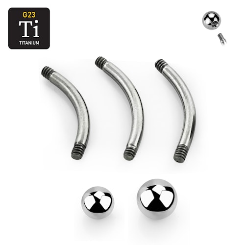 Titanium banana 1.6mm 3 olika längder - läksmycken för navelpiercing