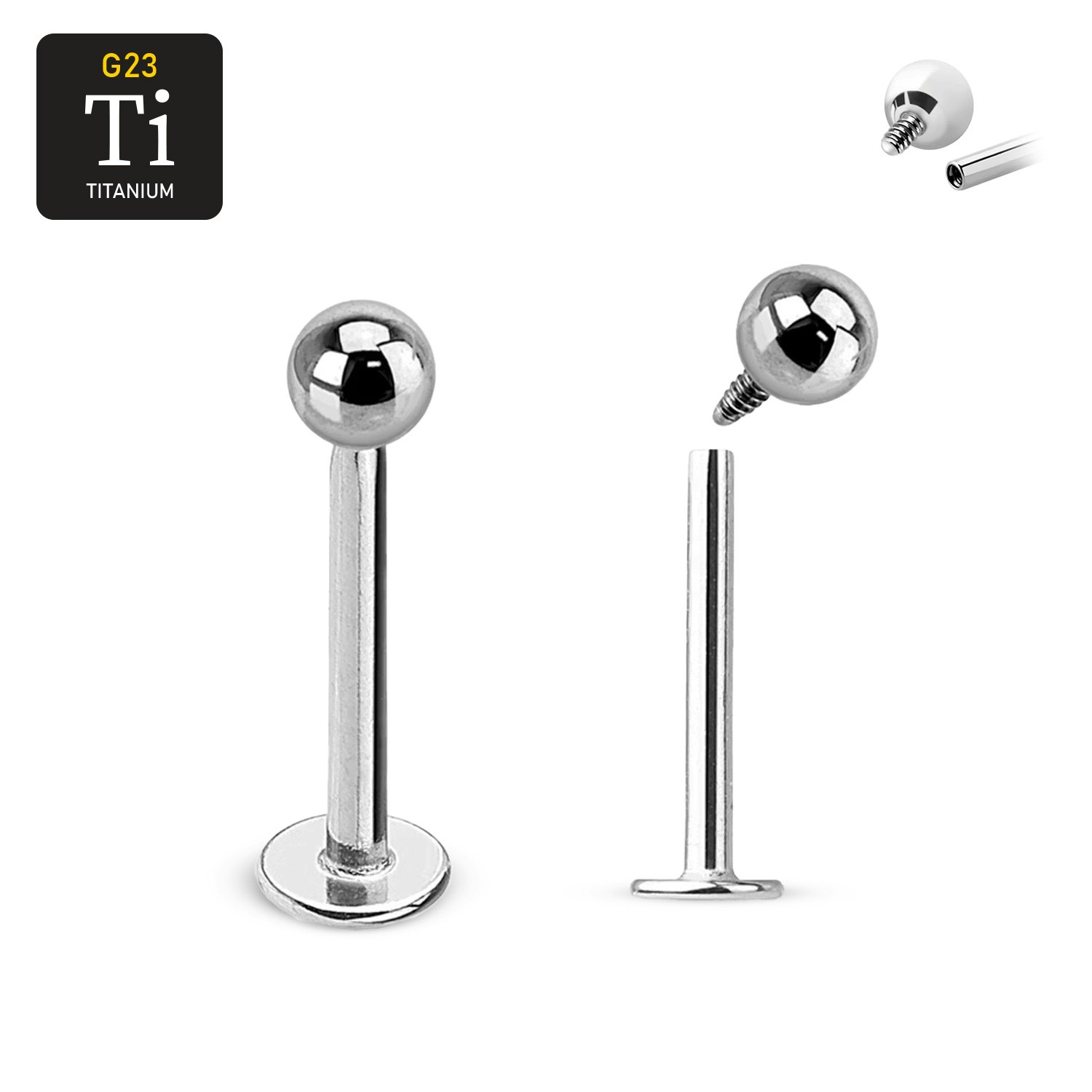 Titanium Labret 1.6mm med 3mm kula