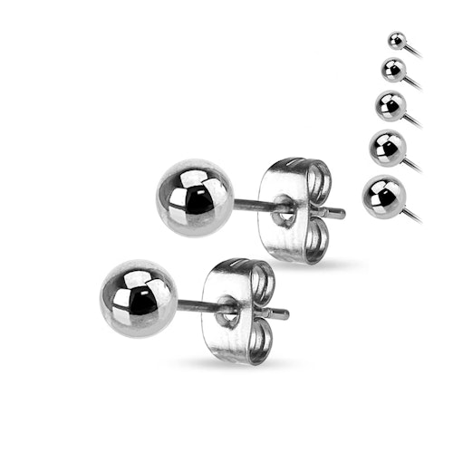 Örhänge i stål - Boll (Par)
