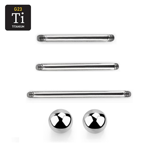 Titanium barbell 1.6mm med 6mm kulor - läksmycke för tungpiercing