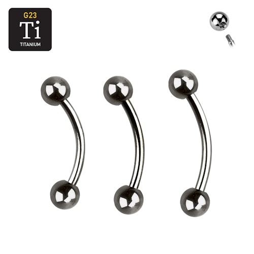 Titanium banana utvändigt gängad 1.2mm med 3mm kulor