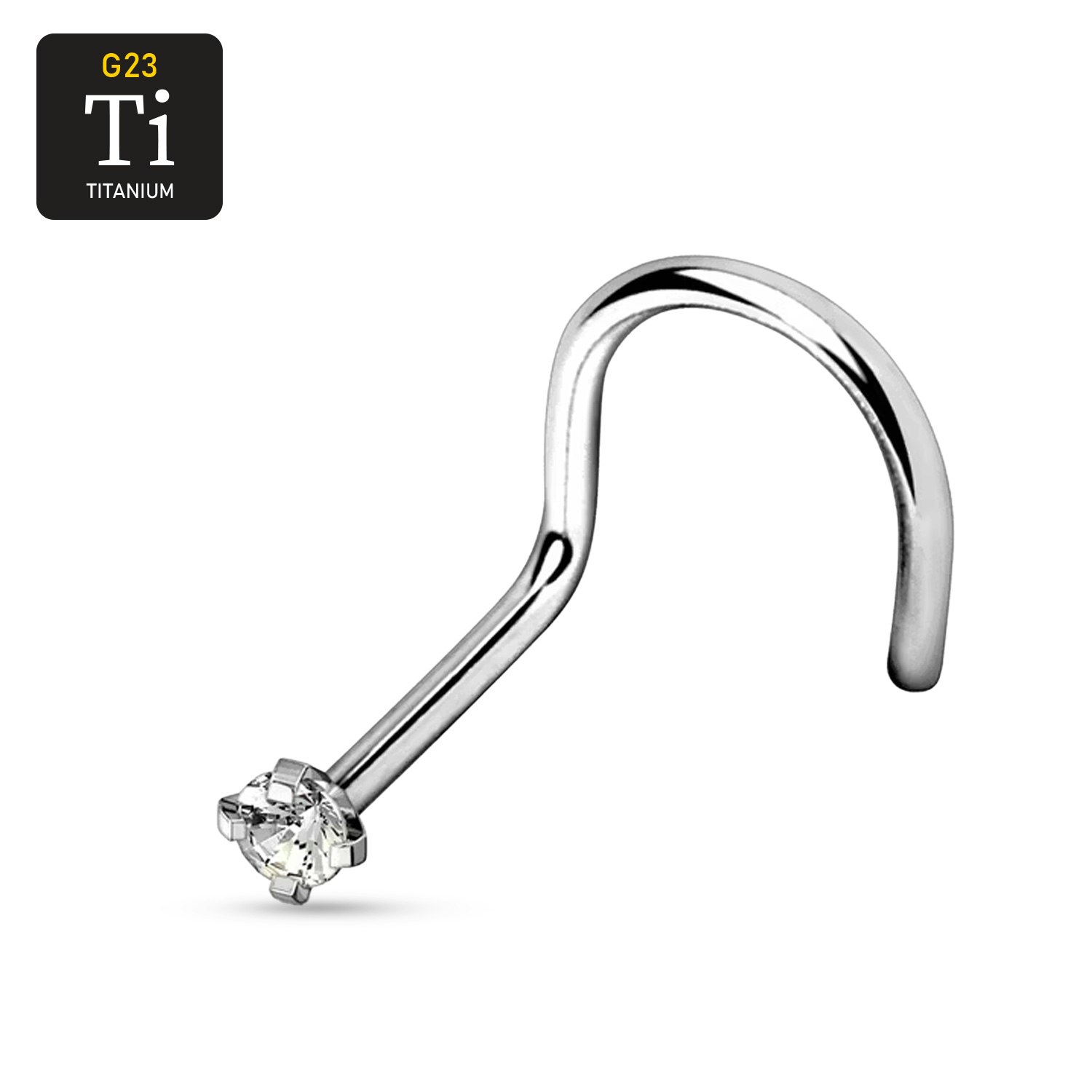 Titanium Nässmycke "nose screw" med 2mm CZ