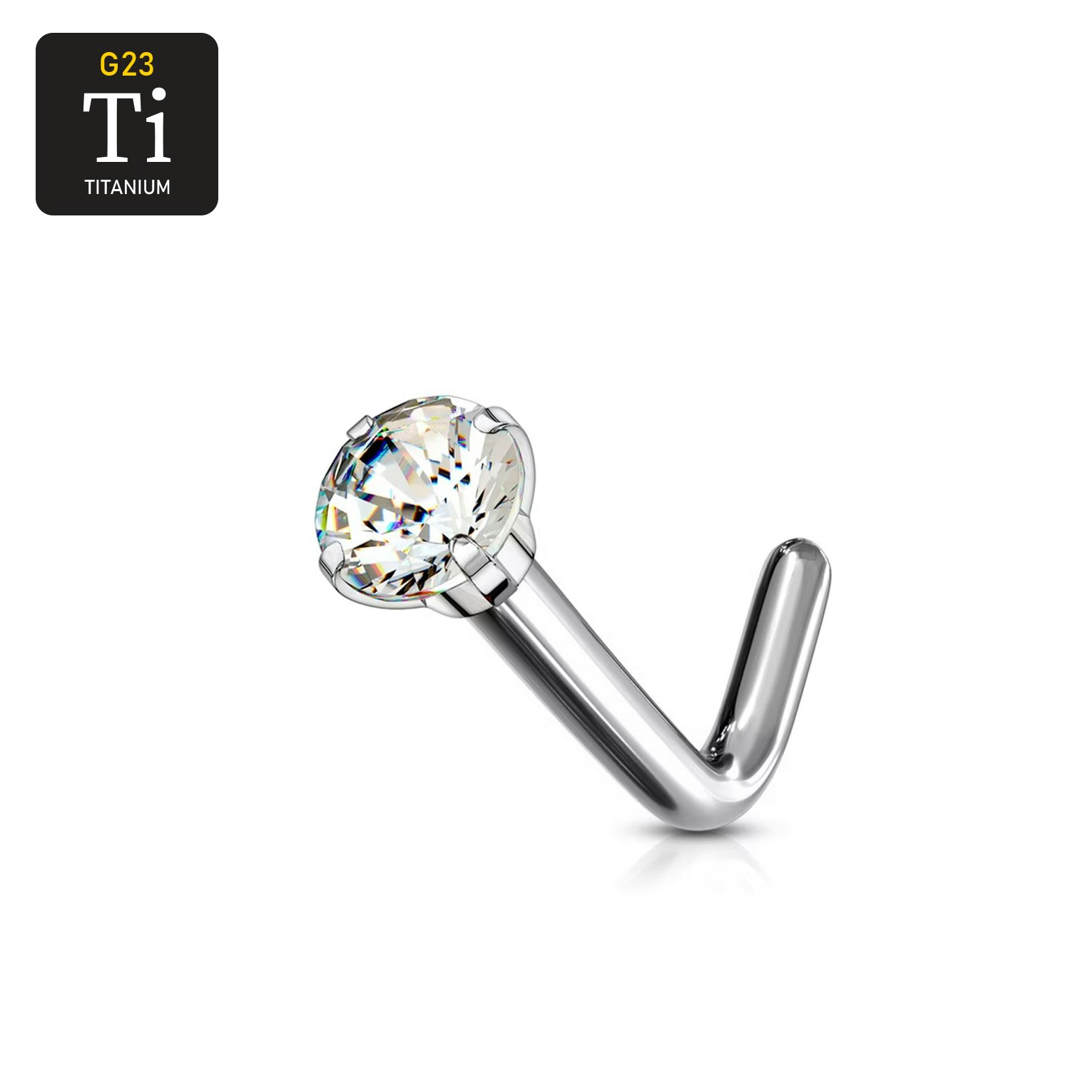 Titanium Nässmycke "L-böjd" med cubic zirconia