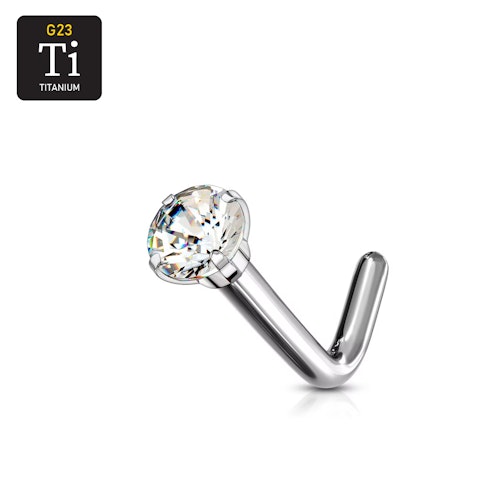 Titanium Nässmycke "L-böjd" med cubic zirconia
