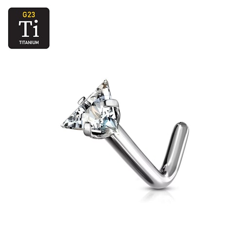 Titanium Nässmycke "L-böjd" med 3mm triangelformad cubic zirconia