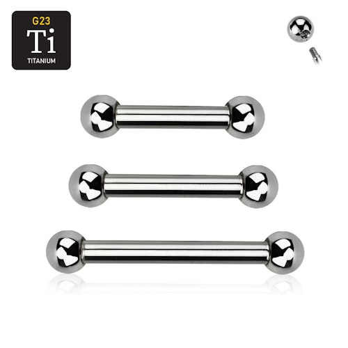 Titanium barbell utvändigt gängad 1.6mm med 3mm kulor