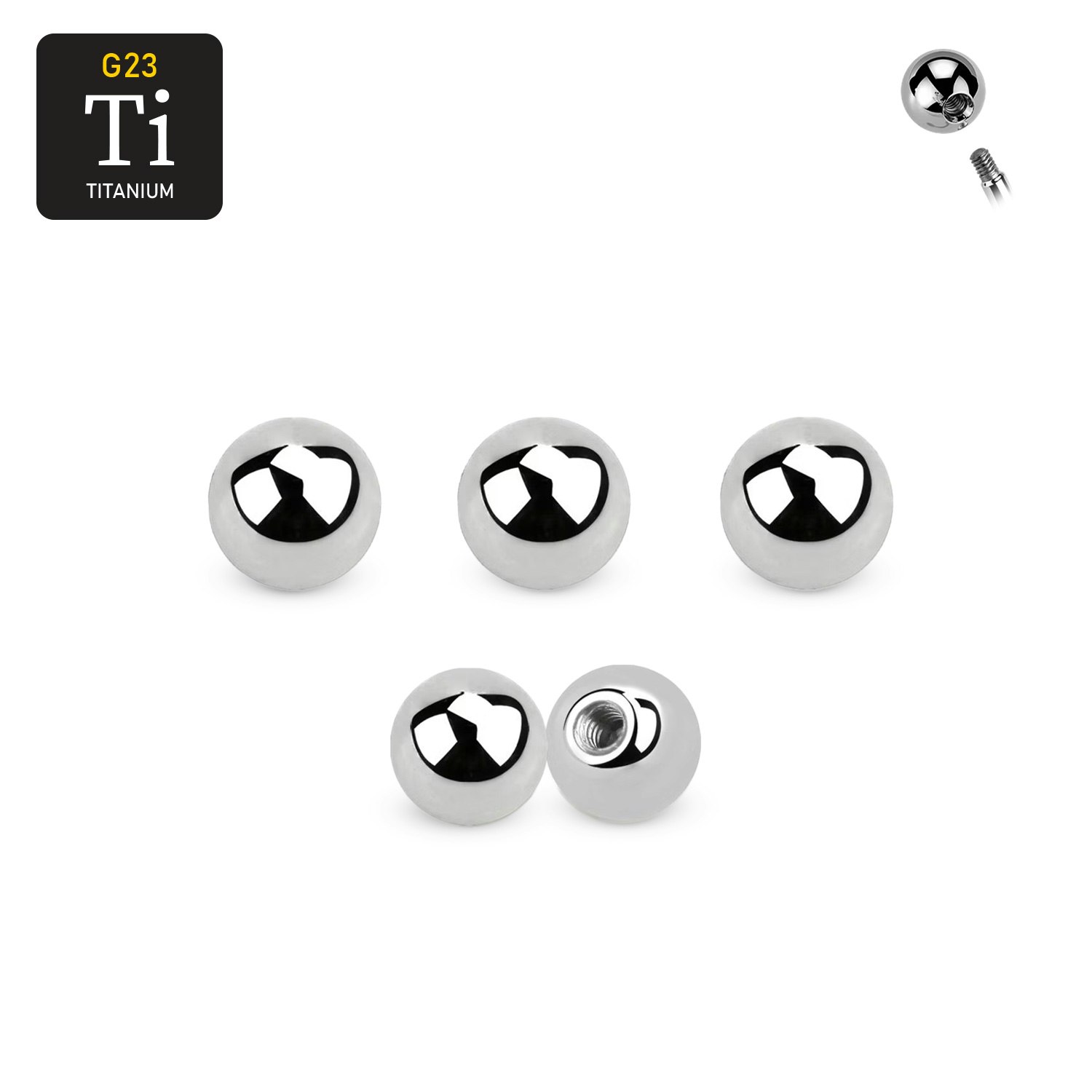Titanium kula 3mm med 1.2mm gäng (lös del)
