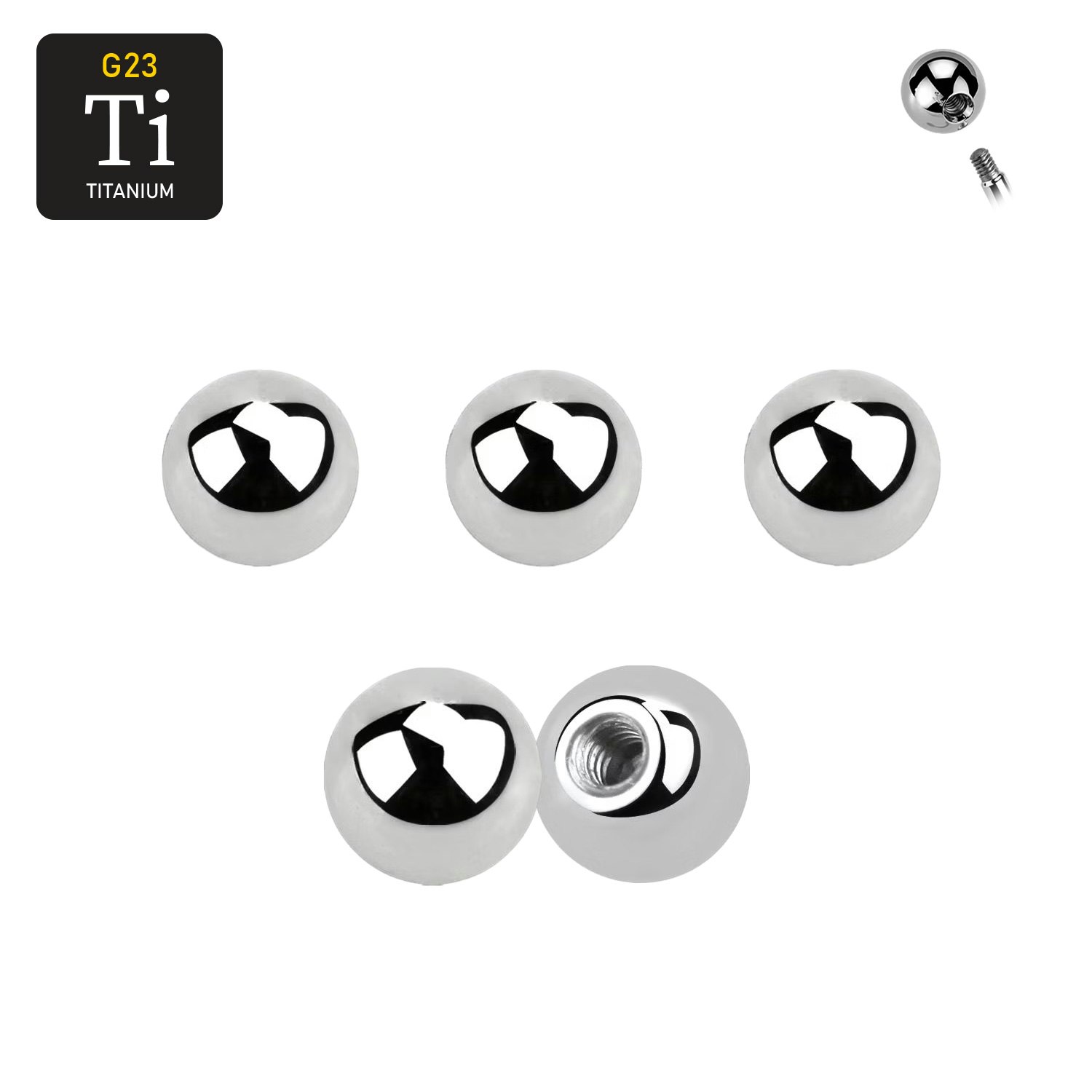 Titanium kula 4mm med 1.2mm gäng (lös del)