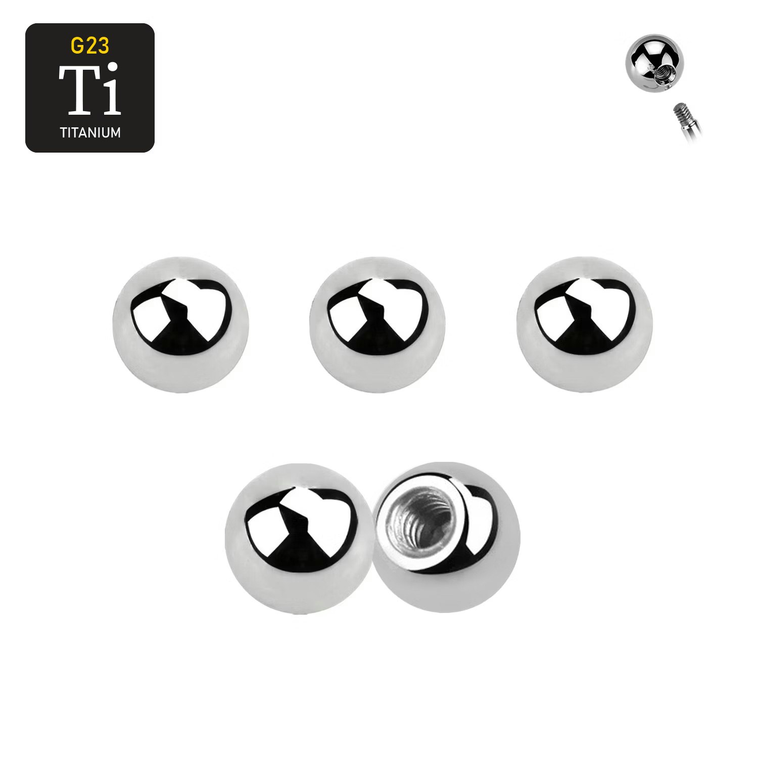 Titanium kula 4mm med 1.6mm gäng (lös del)