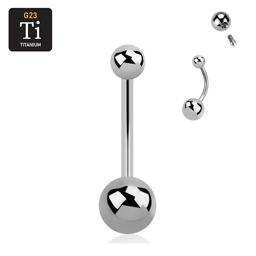Titanium Navelsmycke / banana 1.6mm utvändigt gängad med 5 och 8mm kula