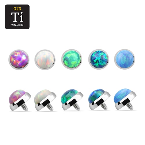Titanium dermal piercing topp med 5mm opalit