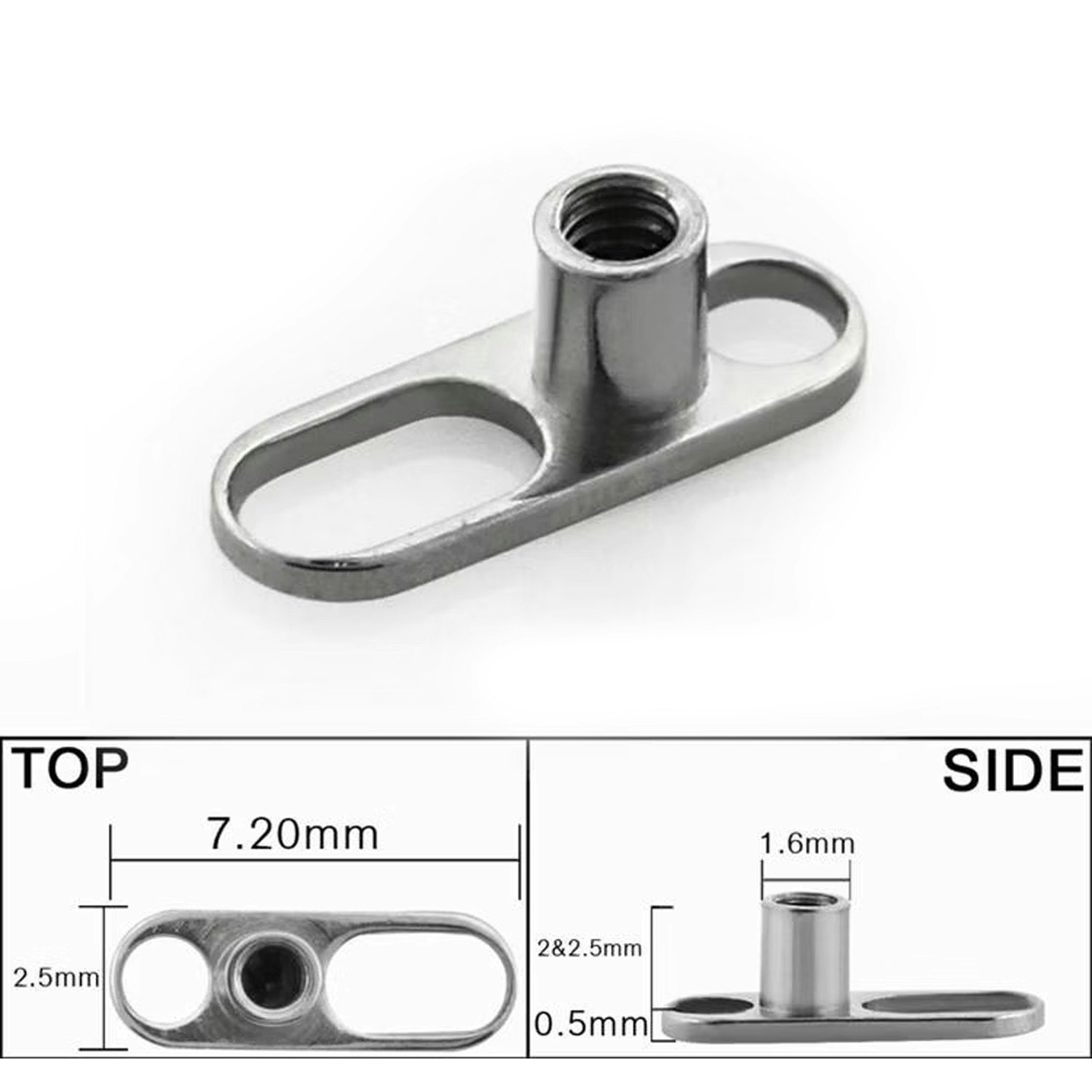 Dermal piercing bas i titanium (öppen)