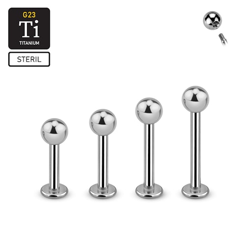 Steril titanium Labret 1.6mm med 4mm kula