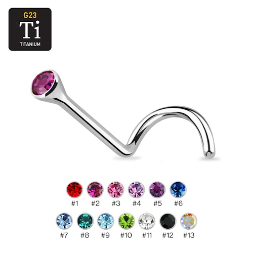 Titanium Nässmycke "Nose Screw" 0.8mm med crystal
