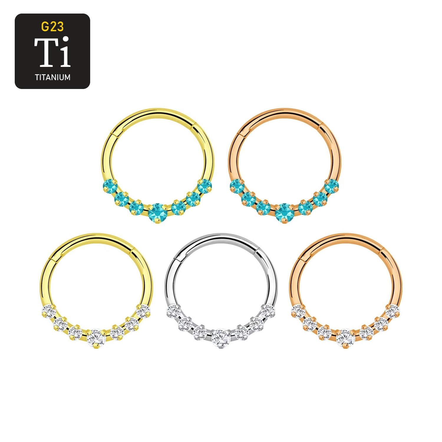 Segmentring 1.2mm i titanium med gångjärn och CZ crystals