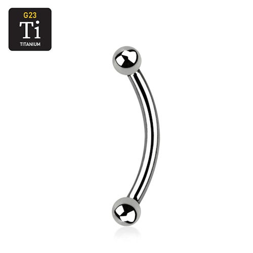Titanium banana utvändigt gängad 1.2mm med 2.5mm kulor