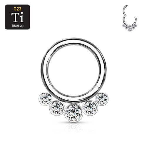 Septum segmentring i titanium med gångjärn 1.2mm och 5st crystals