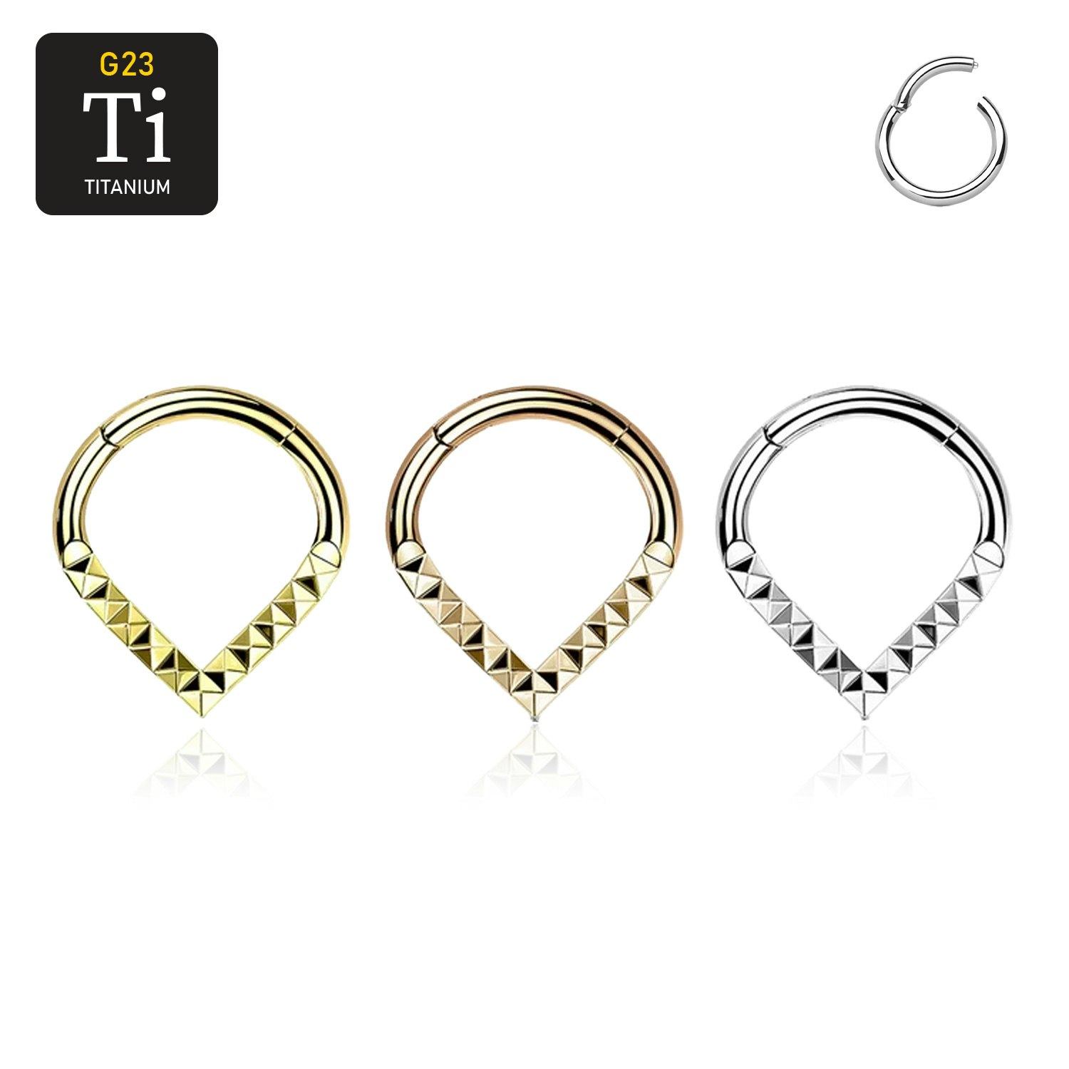 Segmentring i titanium 1.2mm med gångjärn och pyramidslipad kant