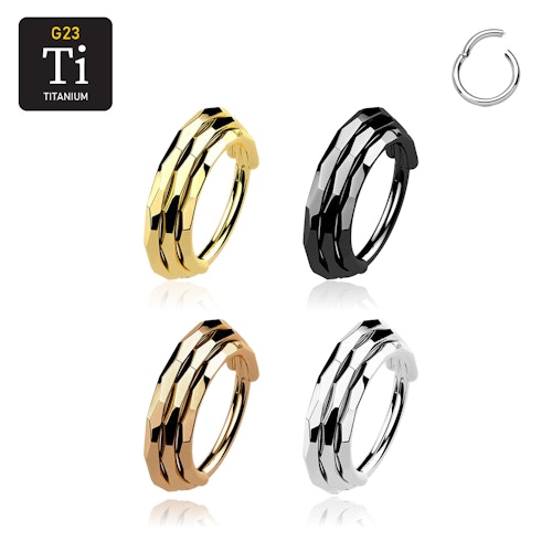 Segmentring i titanium 1.2mm med 3st ringar med fasettslipad kant
