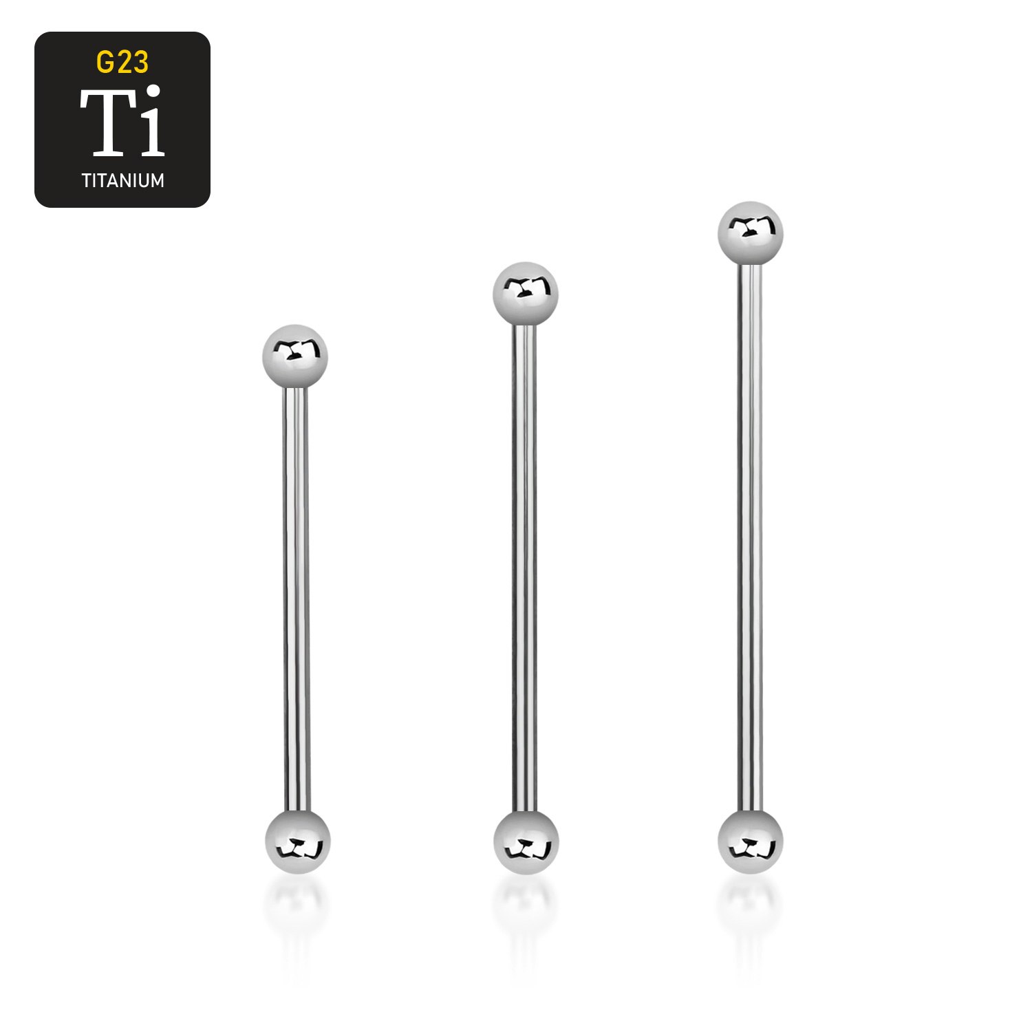 Titanium industrial barbell 1.6mm med 4mm kulor