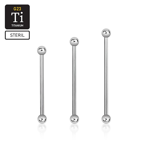 Steril titanium industrial barbell 1.6mm med 4mm kulor