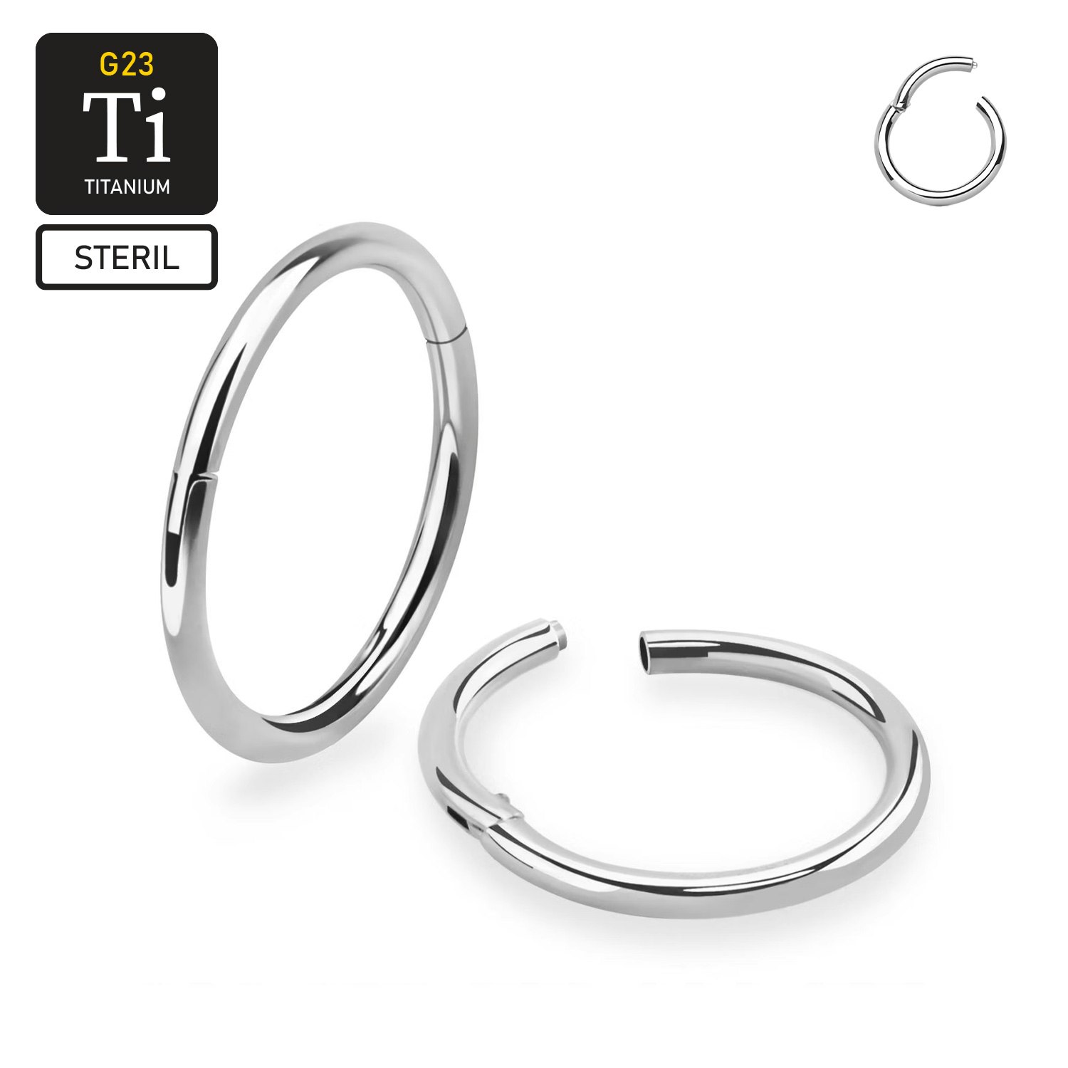 Steril titanium segmentring 1.0mm med gångjärn