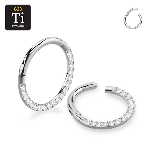 Titanium ring 1.2mm med gångjärn och CZ stenar