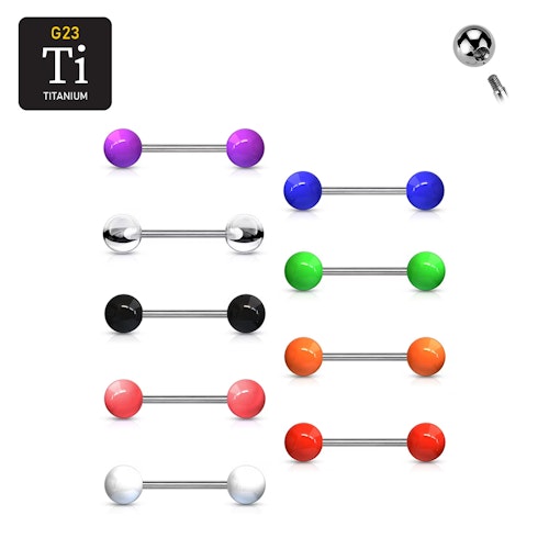Barbell i titanium 1.6mm med 6mm kulor (16mm)
