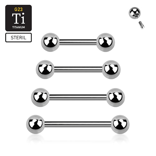 Steril titanium barbell utvändigt gängad 1.6mm med 5mm kulor