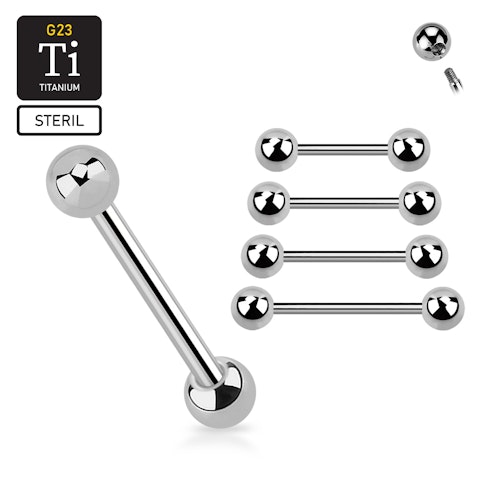 Steril titanium barbell utvändigt gängad 1.6mm med 4mm kulor