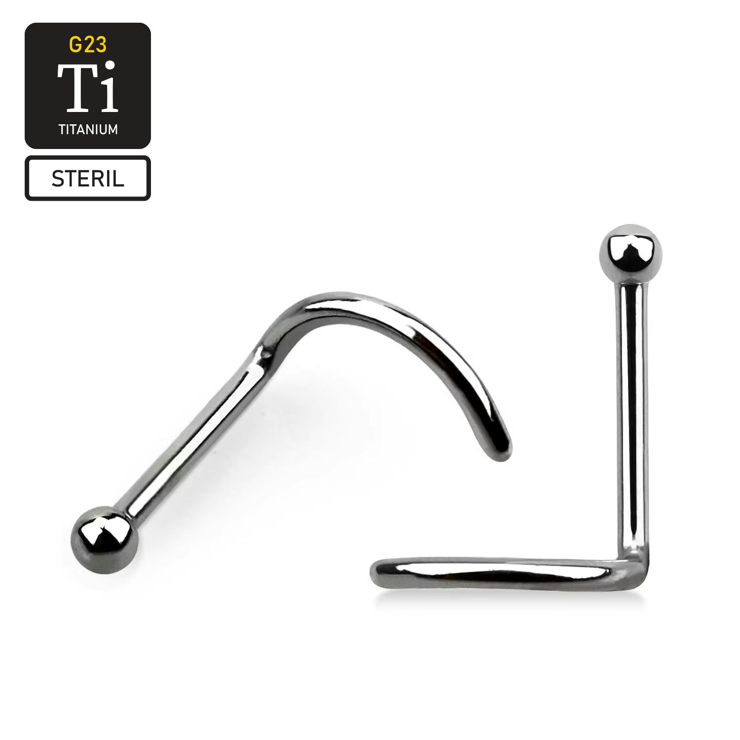 Steril titanium nässmycke "Nose Screw" 0.8mm med 1.5mm bollformad topp