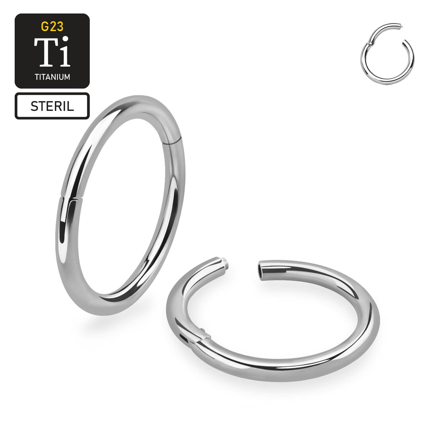 Steril titanium segmentring 1.2mm med gångjärn