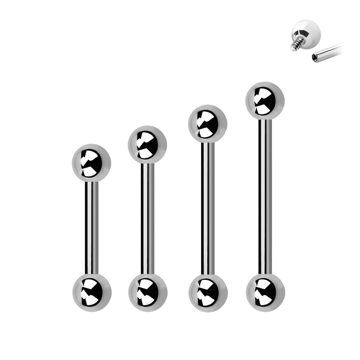 Barbell 1.6mm med 4mm kulor